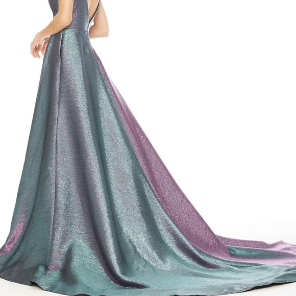 Ashley Lauren Two Tone Metallic A-Line Dress - Picture 4 of 6